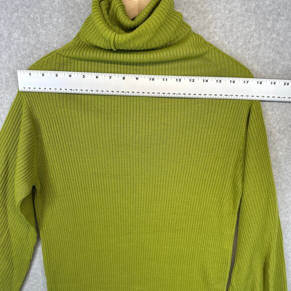 Newport News Sweater Dress Womens Size S Green 100% Acrylic Turtleneck Ribbed - Picture 9 of 11